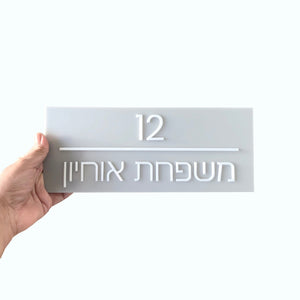 שלט לדלת כניסה לבית דמוי בטון בעיצוב אישי - דגם אוחיון - ShapeMixer