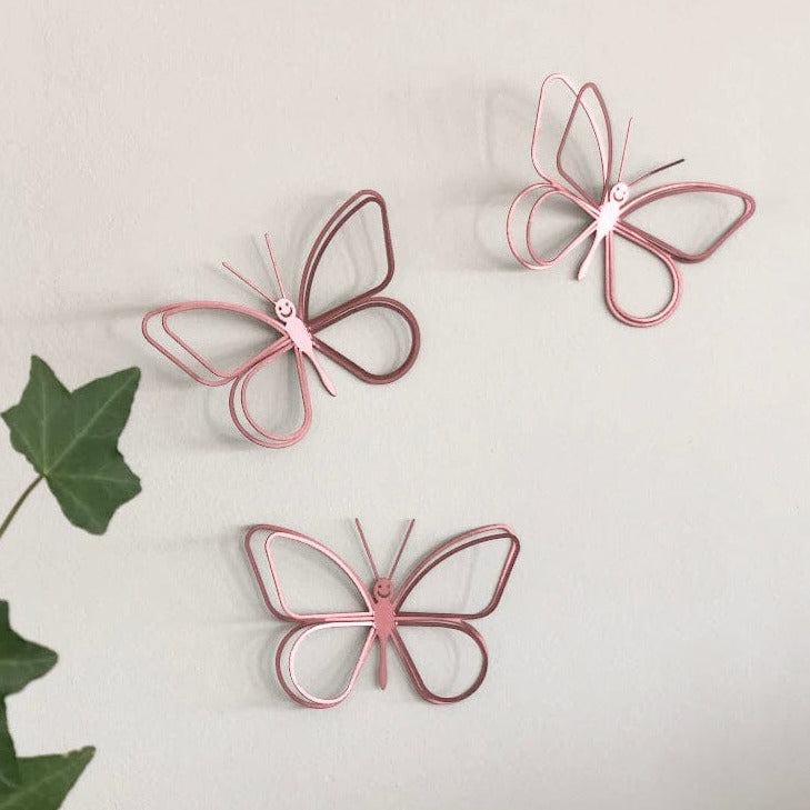 Pack of 3 Smiley butterflies to hang on the wall | Wall Decor ShapeMixer 
